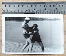 Pareja Hombres Abrazos Cariñosos Chicos Enamorados Sin Camisa Gay Int Original Foto De Colección