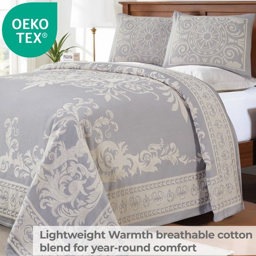 Adalie Lightweight Cotton Blend Jacquard Traditional Medallion Bedspread Set - Picture 55 of 74