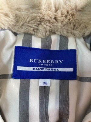 Burberry Blue Label Leather Jacket 38 US6 Nova Check Beige