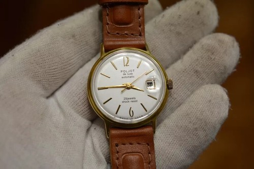 RARE watch POLJOT DE LUXE Automatic shock-resist gold-plated Au - Picture 17 of 19