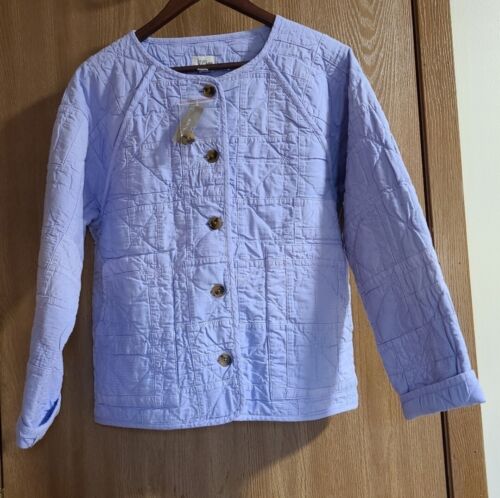 J. Crew Quilted Patchwork Jacket Sz Medium Periwinkle Blue Purple Classic Chic - Picture 2 of 11