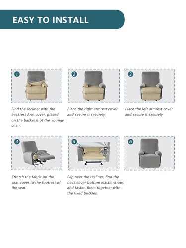 Waterproof Recliner Slipcovers Leaf Jacquard Recliner Chair Covers Stretch - Picture 33 of 47