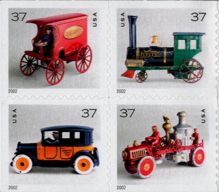 2002 37c Antique Toys, Block of 4 Scott 3642-45 Mint F/ 2002 37c Antique Toys, Block of 4 Scott 3642-45 Mint F/