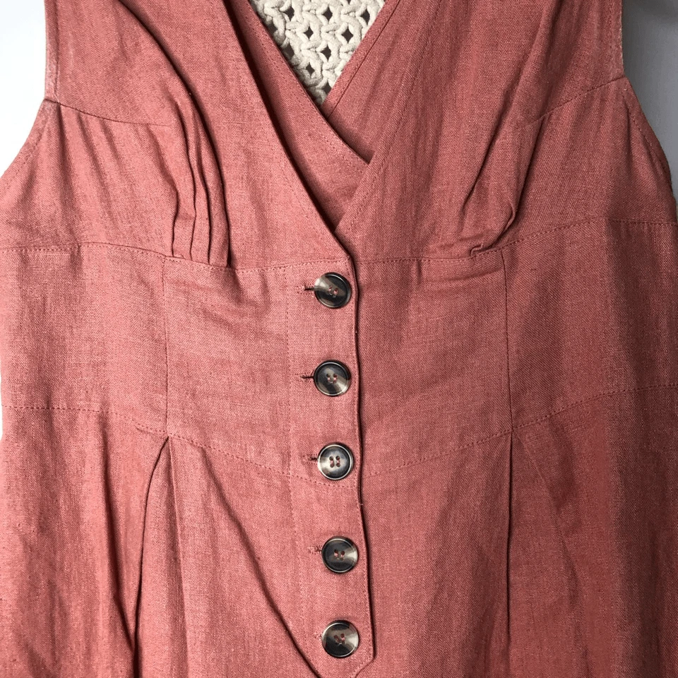 Mameluco para mujer Mostaza Semilla Sin mangas Mármol Botón Frontal Óxido Mediano Foto 3 de 4