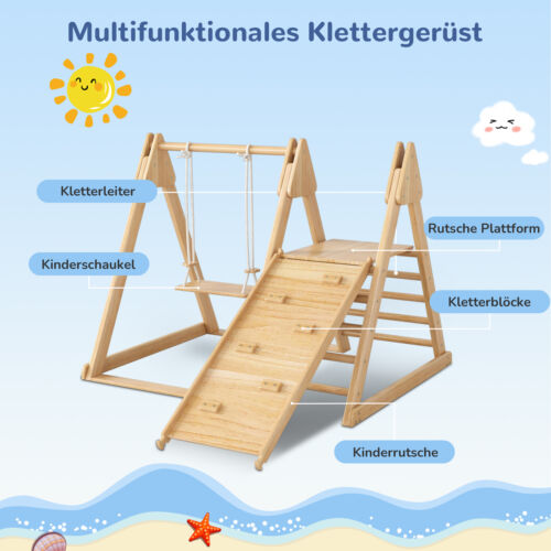 3 in 1 Kinderspielzeug mit Klettergerüst, Schaukel, Rutsche, Kombispielzeug - Bild 19 von 19