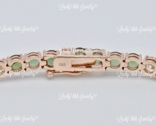 14k Rose Gold Ladies Natural Diamond Green & Sapphire Tennis Bracelet 14.36 ct - Picture 9 of 9
