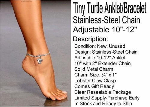 Summer Love Sea Turtle 3-Pc Jewelry Set: Necklace, Earrings, Anklet, Bracelet' - Picture 19 of 23