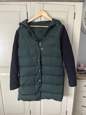 Lacoste Long Coat In Dark Green And Navy, Quilted Style