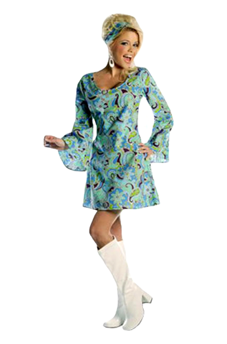 GROOVY HIPPIE AÑOS 70 TRAJES A JUEGO DISFRAZ PAISLEY TOP O VESTIDO - Imagen 3 de 4