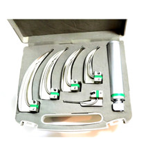Fiber Optic Laryngoscope Mac Set 5 Blade with Medium Handle EMT Anesthesia