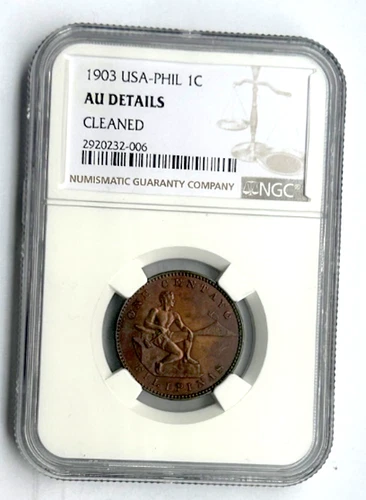 US PHILIPPINES 1 CENTAVO 1903 AU DETAILS NGC