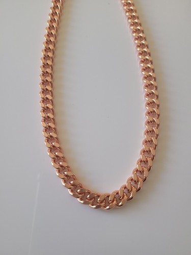 Pure Solid Copper Cuban Chain Necklace Curb Link Rider Arthritis Necklace - Picture 4 of 5