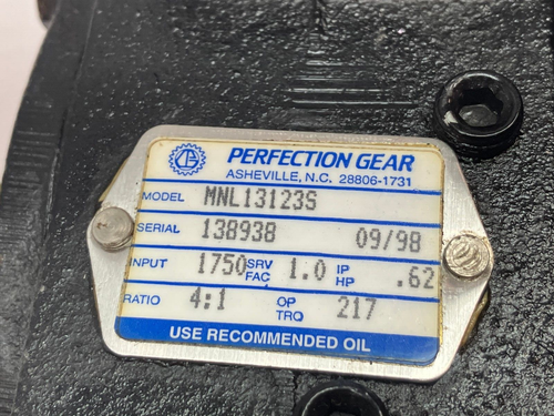 Perfection Gear MNL13123S Riduttore di ingranaggi 1750 giri/min, rapporto 4:1, .62 HP, 217 TRQ - Foto 3 di 6