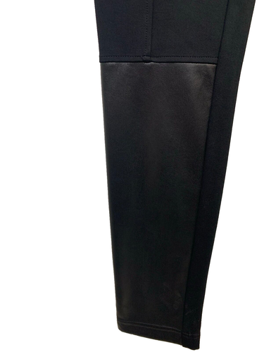 New Calvin Klein Mixed Media Black Leggings w Faux Leather Women's Size S - Picture 5 of 8