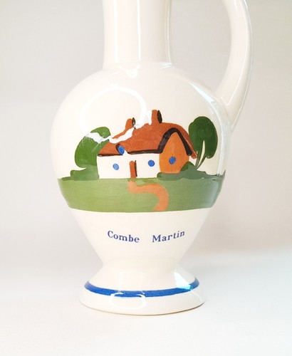 Dartmouth Pottery cottage motto bud vase 7in Combe Martin souvenir GO AISY WI IT - Picture 2 of 11
