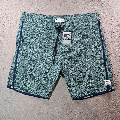 NWT Costa Swim Boards Trunks Shorts Men's Size 40 - No Liner - Green Blue Wave