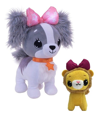 Wish Me Pets Bundle - Light Up LED Plush Stuffed Animals - Gray Cavalier Puppy a