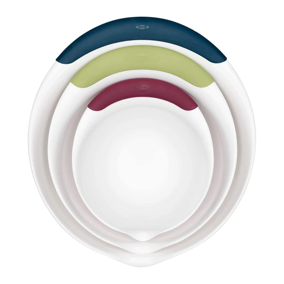 Conjunto de tigela de mistura antiderrapante Good Grips 3 peças de plástico para máquina de lavar louça alças seguras - Imagem 3 de 4