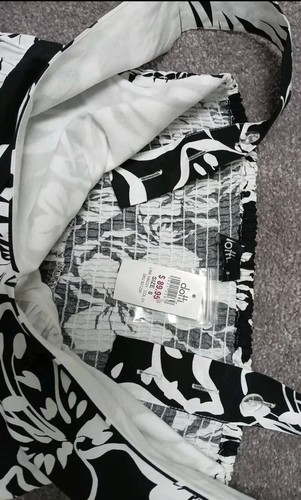 DOTTI Black And White Floral Hawaiian Print Cotton Dress Size 8 10 BNWT - Picture 7 of 11