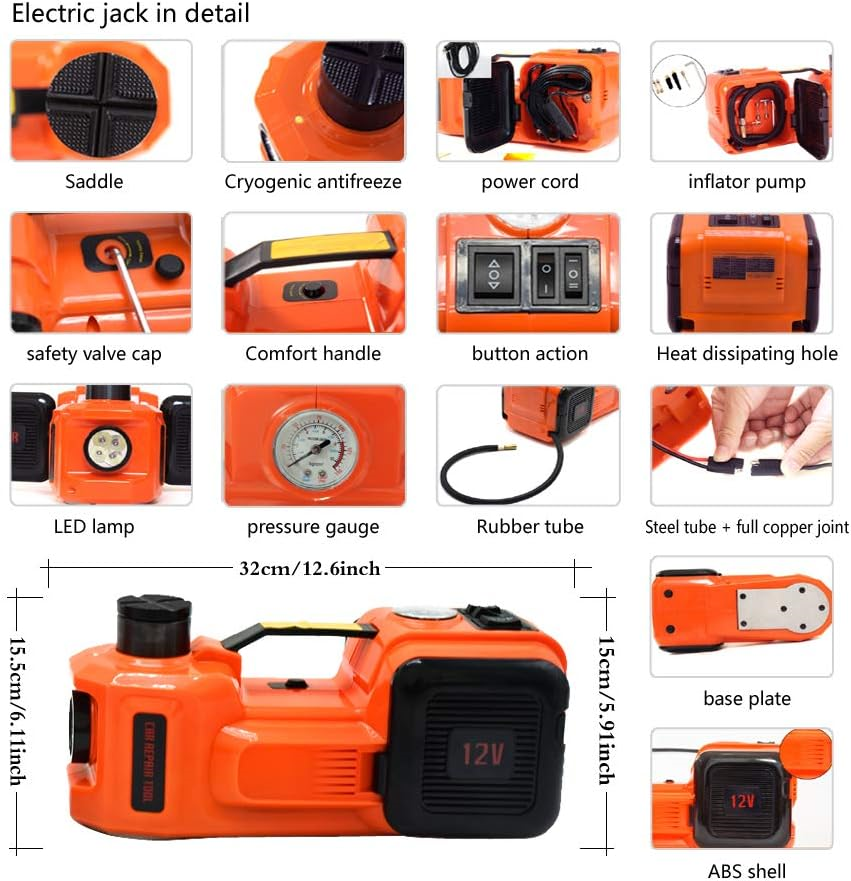 KINGCAV 5 Tons Electric Car Jack Kit Hydraulic Floor Jack 12V Emergency