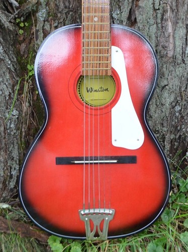 VINTAGE 1960's WINSTON PARLOR GUITAR ACOUSTIC KAWAI JAPAN STELLA COPY W/CASE - Picture 2 of 11