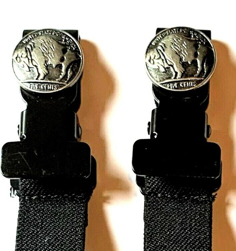 BUFFALO NICKEL MOTORCYCLE PANTS BOOT STRAP STIRRUP HEAVY DUTY CLIP MADE IN USA - Bild 1 von 2