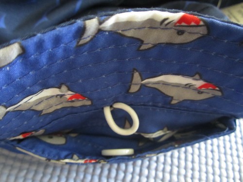 Gertex, child's bucket hat, reversible, pack away pocket, blue, sharks - Picture 7 of 7