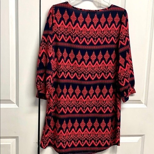 Love Crazy Pink Black Zick Zag Diamond Print Mid Sleeve Boxy Mini Dress Size M - Bild 5 von 5