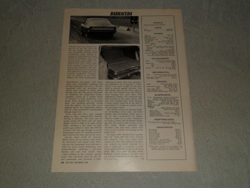 VARIOUS VINTAGE PLYMOUTH BARRACUDA AD / ARTICLES - HUGE VARIETY!!! - Imagen 23 de 35