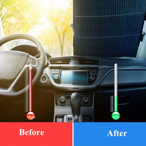 Retractable Car Front Window Sun Shade Visor Windshield Roller Blind 130x46cm - Bild 6 von 12