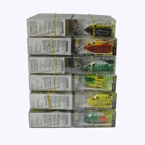60Pcs Topwater Rubber Frog Fishing Lures Crank Bait Tackle 5.5cm/2.2'' 12 Colors - Picture 1 of 8
