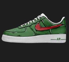 Air Force 1 Custom White Shoes Green & Red Cartoon Graffiti Art Mens Womens Kids