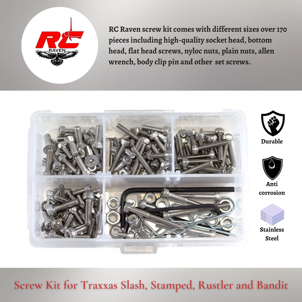 Kit de tornillos de acero inoxidable Slash, Stamped, Rustler, Bandit Foto 2 de 4