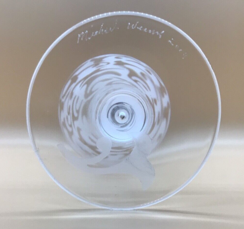 MICHAEL WEEMS ELISE CLEAR CHAMPAGNE TRUMPET WINE GLASS - SIGNED 2004 - Picture 4 of 5