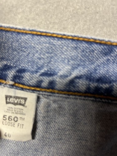 Vintage Levis Shorts Mens 40 Denim Blue 560 Loose Fit 90s Made in USA Outdoor - Picture 9 of 11