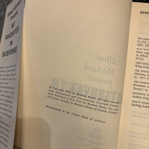 VTG 1959 ALFRED HITCHCOCK PRESENTS MY FAVORITES IN SUSPENSE HARDBACK W/DJ - Picture 3 of 7