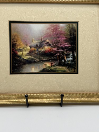 Thomas Kinkade Stepping Stone Cottage 11”x9” Matted & Brushed Gold Frame COA - Picture 2 of 10