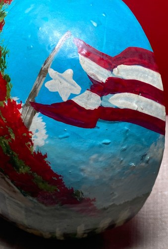 Log Cabin Folk Art Original on Gourd; Liberian Flag Birds Red Tree - Signed - Picture 6 of 6