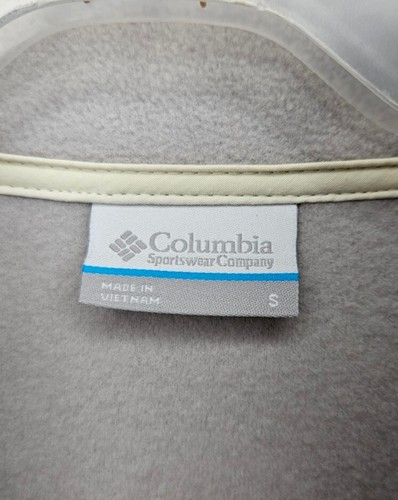 Columbia Jacket Women's Small Beige Gray Fleece Pullover Button Snap Long Sleeve - Picture 3 of 3