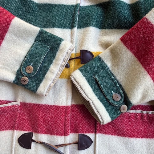 Woolrich Hudson Stripe Vintage Hooded Blanket Coat Women Small Wool USA Western - Picture 7 of 22