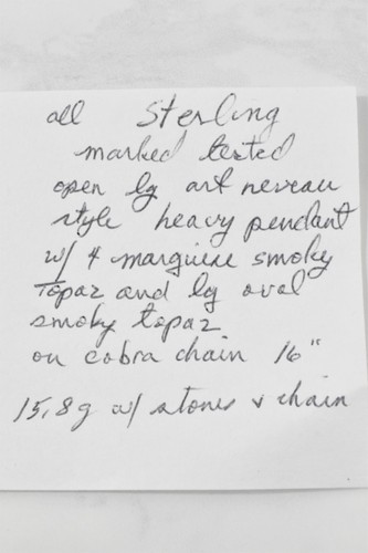 Solid Sterling Silver Necklace with Smoky Topaz 16" - Picture 19 of 19