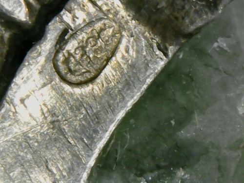 belle broche ancienne en fluorite montée sur argent 3.5 x 2.5 cm - Imagen 5 de 5