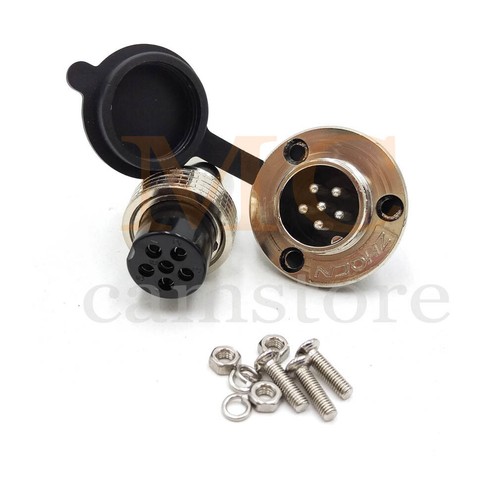 GX20 6 Pin 20mm Panel Mounting Metal Aviation Connector Plug + Socket - Picture 1 of 6