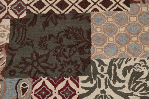 Patchwork Transitional Oriental Area Rug Hand-Tufted Wool Home Carpet Carpet 5x8 - Picture 4 of 12