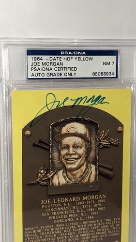Joe Morgan Cincinnati Reds Signed HOF Plaque Postcard PSA/DNA Certified - Picture 2 of 3