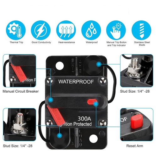 300A AMP Circuit Breaker Fuse Reset 12V-48V DC Car Boat Auto Waterproof - Picture 5 of 8