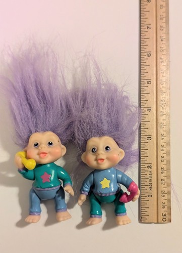 Applause 1991 Troll Puppe Einweg Magic Trolls Mini Baby 3" lila Haare Handys - Bild 9 von 9