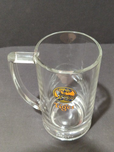 Taza de vidrio vintage cerveza de tigre de Malasia con logotipo en relieve coleccionable buen estado - Imagen 7 de 8