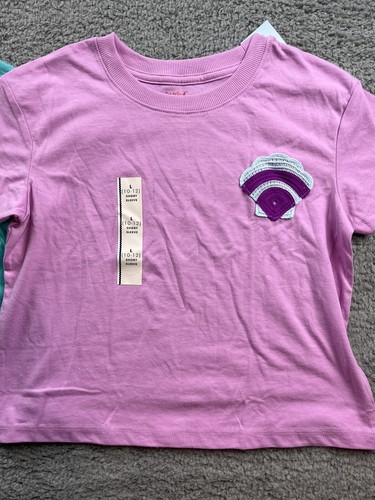 2x Cat & Jack Girl's Size Large (10-12) Short Sleeve Embroidered T-Shirt - Picture 3 of 7