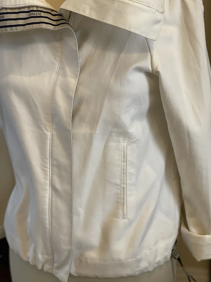 Y2K 90s ARMANI COLLEZIONI Sport Beach Sailing Windbreaker Jacket Navy Logo sz 8 - Image 3 of 4